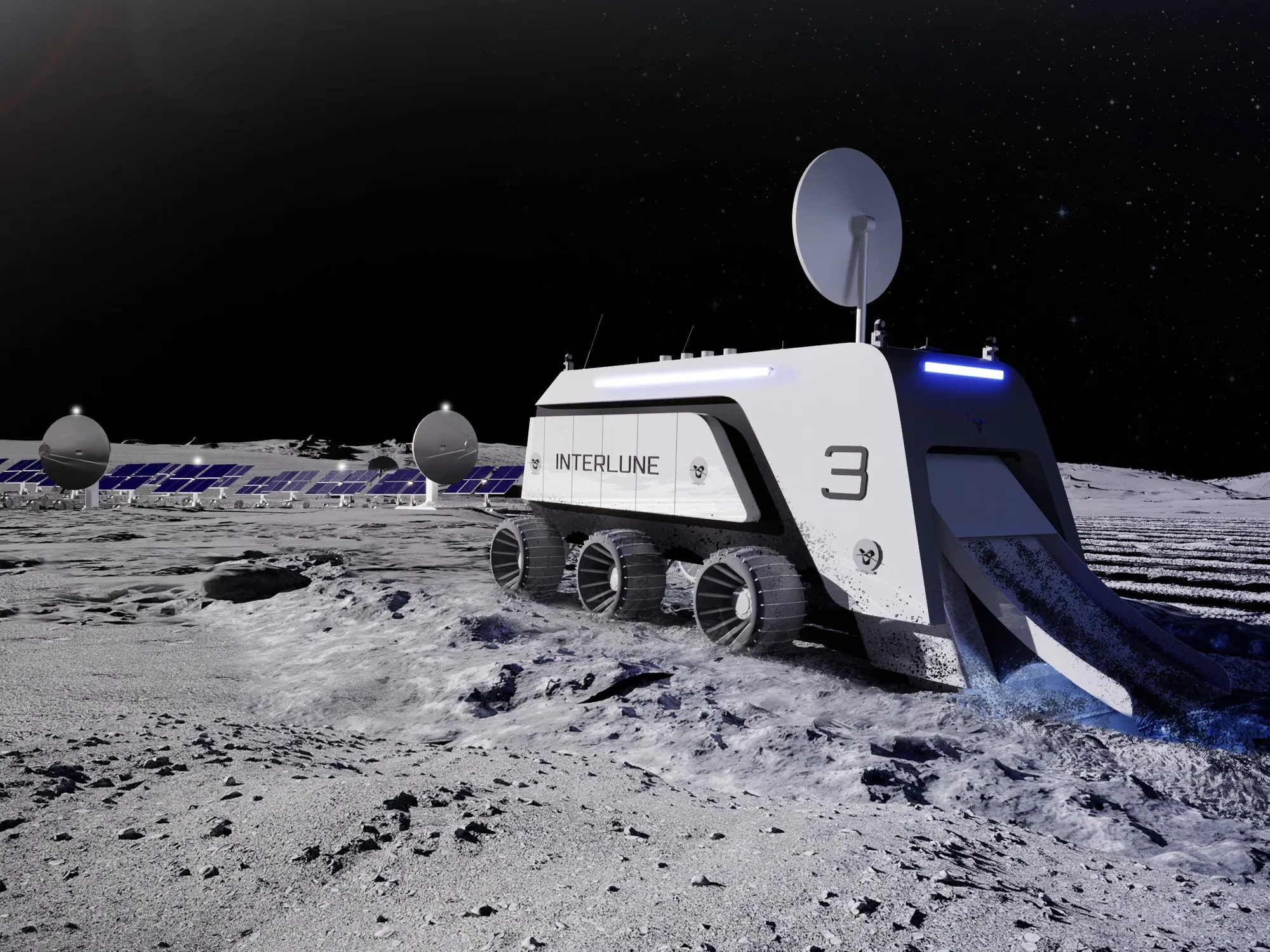 Interlune helium-3 lunar excavator